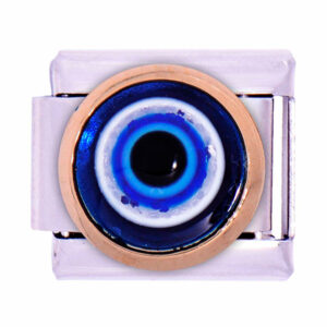 Acero Charm Italiano Ojo Azul 9mm Acero (1 pza)