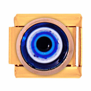 Acero Charm Italiano Ojo Azul 9mm Dorado (1 pza)
