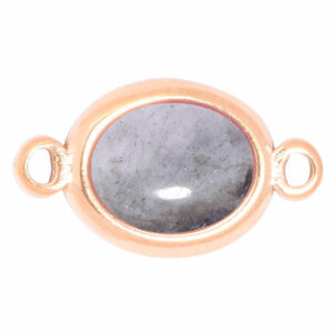 Acero Separador Labradorita Oval 14mm Dorado (1 pza)