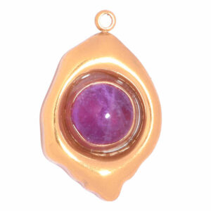 Acero Dije Amatista Hoja 19mm Dorado (1 pza)