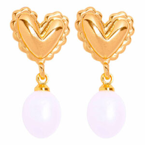 Perla Cultivada Arete Corazon 10mm / Gota 10mm (1 par)