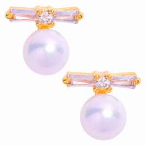 Perla Cultivada Arete Tubo Bola 10mm (1 par)