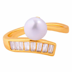 Perla Cultivada Anillo Zirconias ajustable (1 pza)