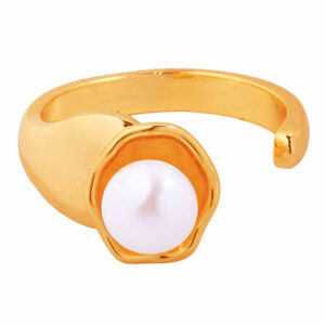 Perla Cultivada Anillo Flor ajustable (1 pza)