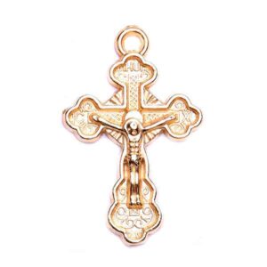 Chapa Oro Cruz Cristo labrada 26mm (1 pza)