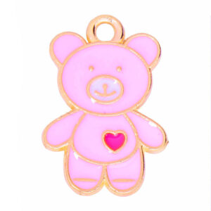 Esmalte Dije Oso Corazon Rosa 18mm (1 pza)