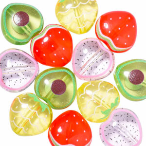 Acrilico Corazon Frutas Transparente 20mm (2 pza)