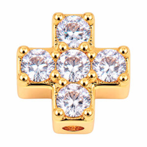 Micropave Cuenta Trans Cruz Cristal 8mm Dorado  (1 pza)