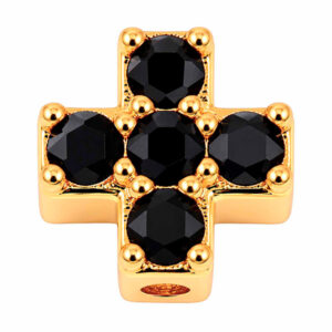 Micropave Cuenta Trans Cruz Negro 8mm Dorado (1 pza)
