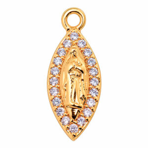 Micropave Dije Oval Virgen Gpe.12mm Dorado  (1 pza)