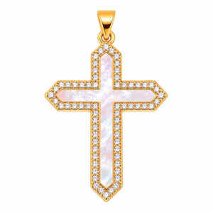 Micropave Dije Cruz Madreperla Cruz 36mm Dorado (1 pza)