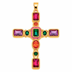 Micropave Dije Cruz Multicolor 45mm Dorado (1 pza)